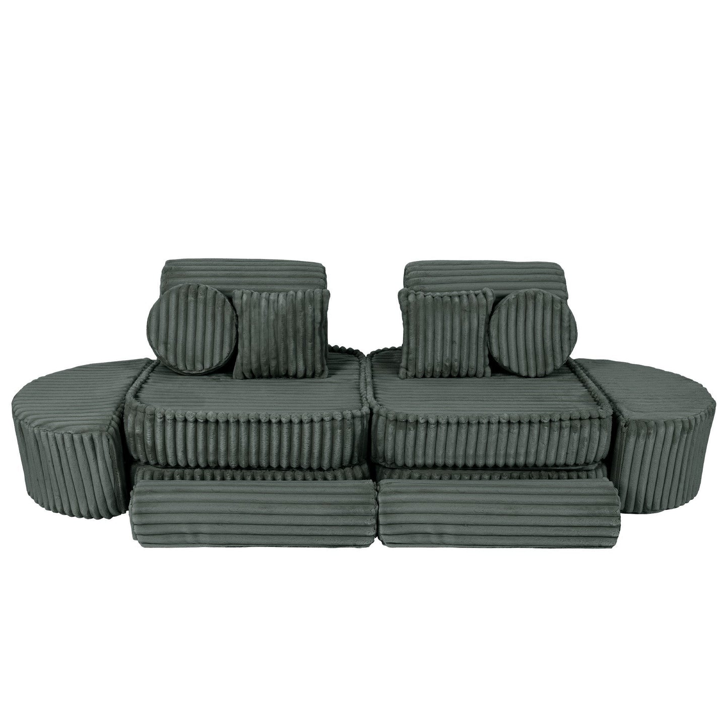 Forest green modular sofa top-down view displaying two-seat configuration with cushions