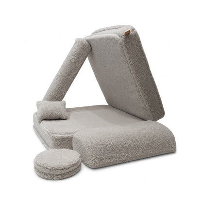MeowBaby Bearly Kids Chair – 5-Piece Modular Seat – Light Grey