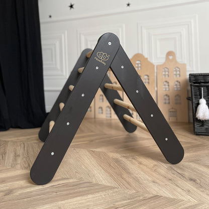 MeowBaby Black Ladder House Kids Playhouse – multiple angles view of kids wooden house | Nestling