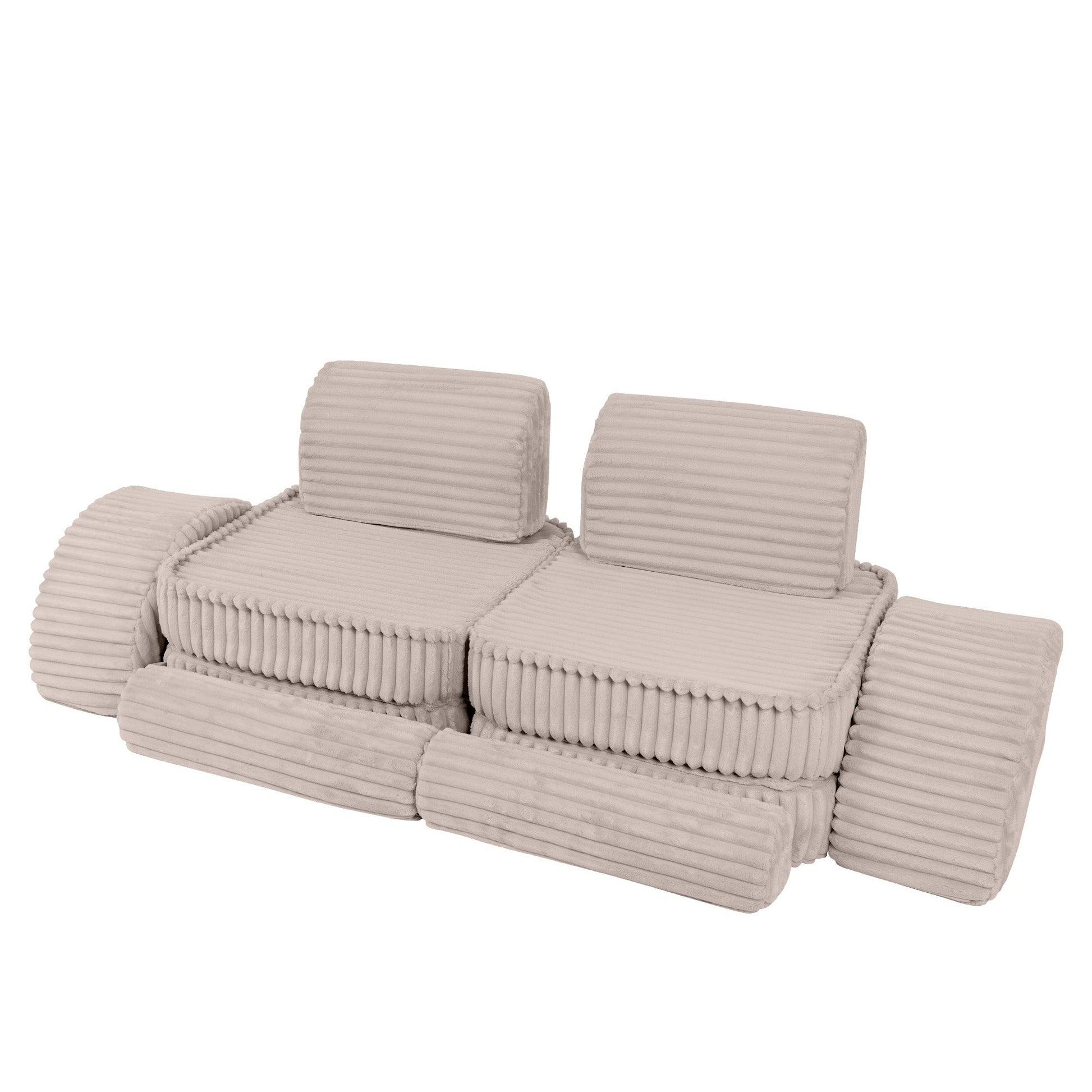 MeowBaby Churros Medium Modular Kids Sofa Beige Plus – kids seating arrangement in nursery | Nestling