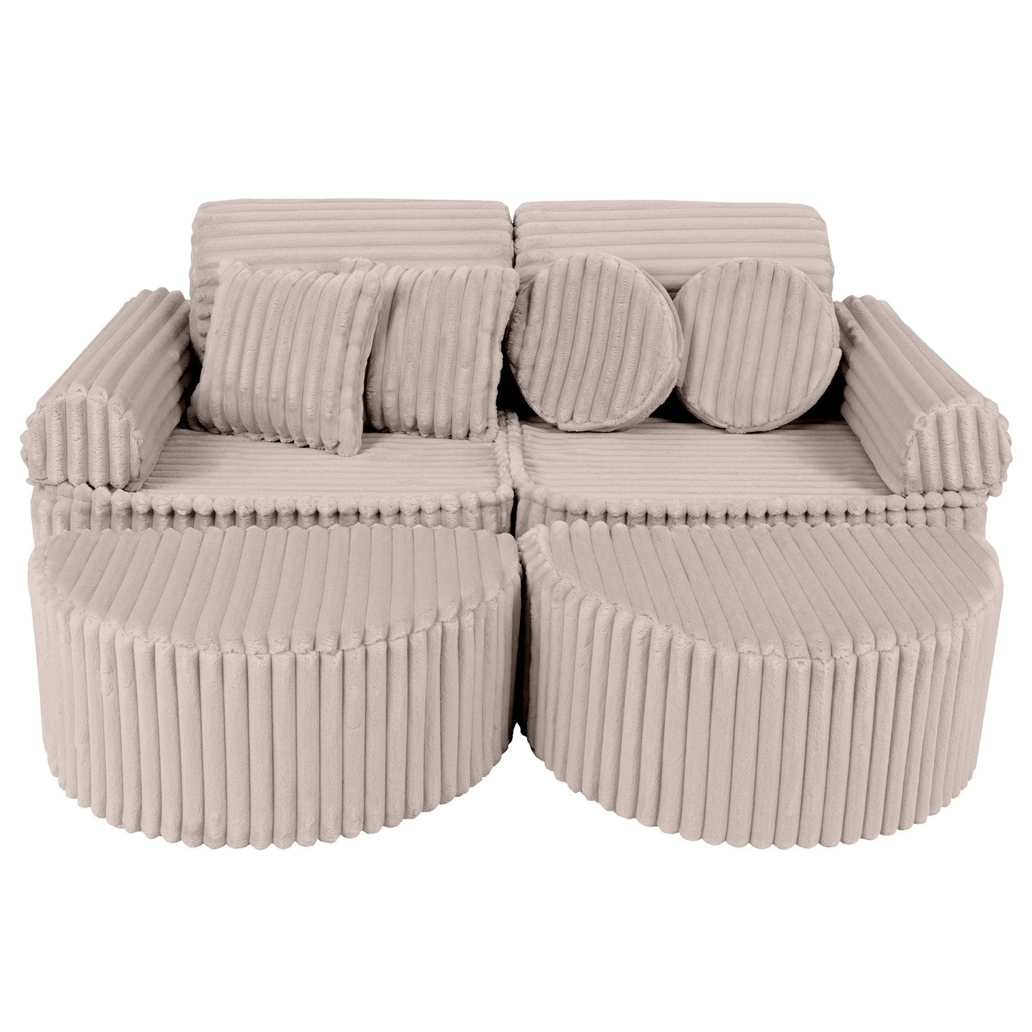 MeowBaby Churros Medium Modular Kids Sofa Beige Plus – compact corner sofa layout for toddlers | Nestling