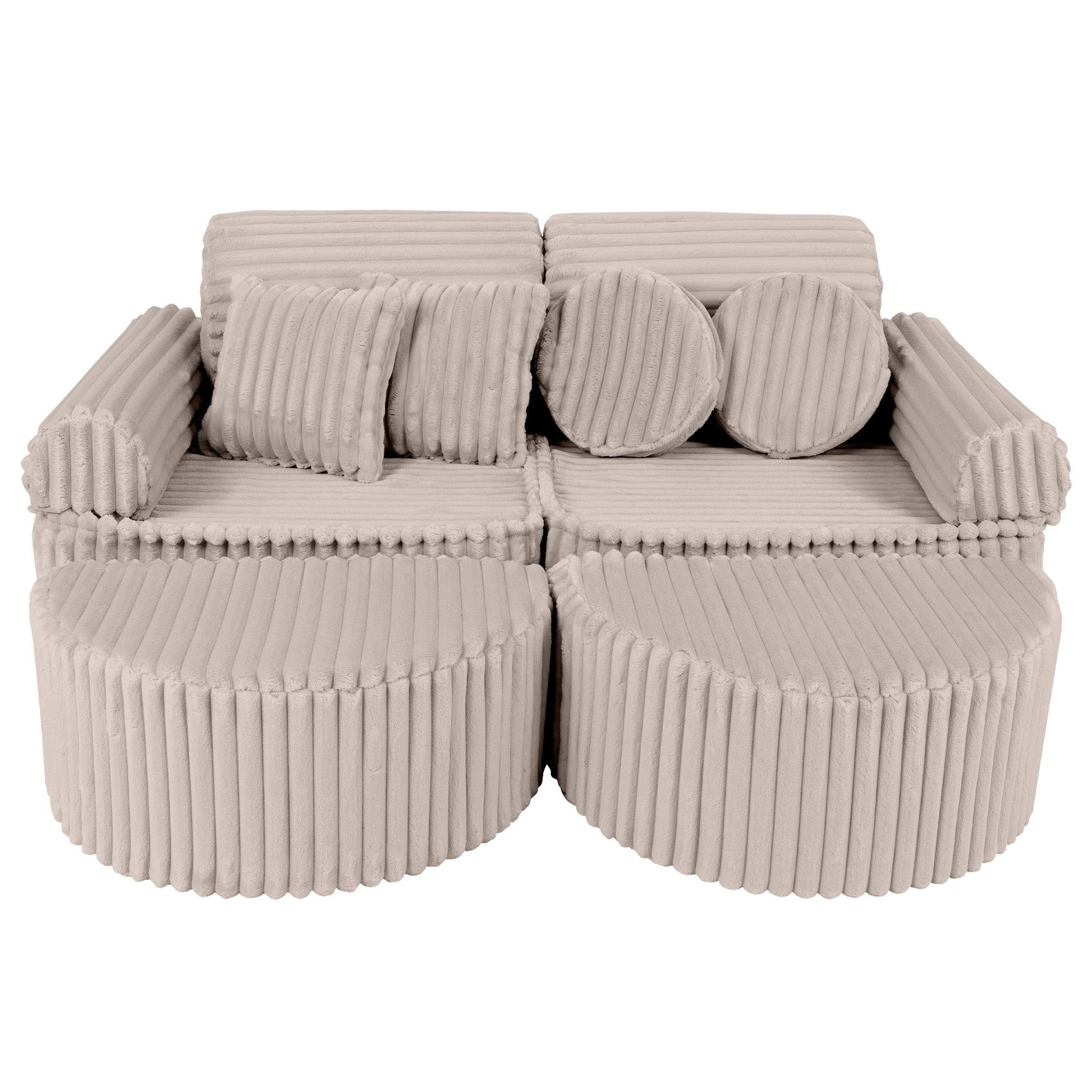 MeowBaby Churros Medium Modular Kids Sofa Beige Plus – compact corner sofa layout for toddlers | Nestling