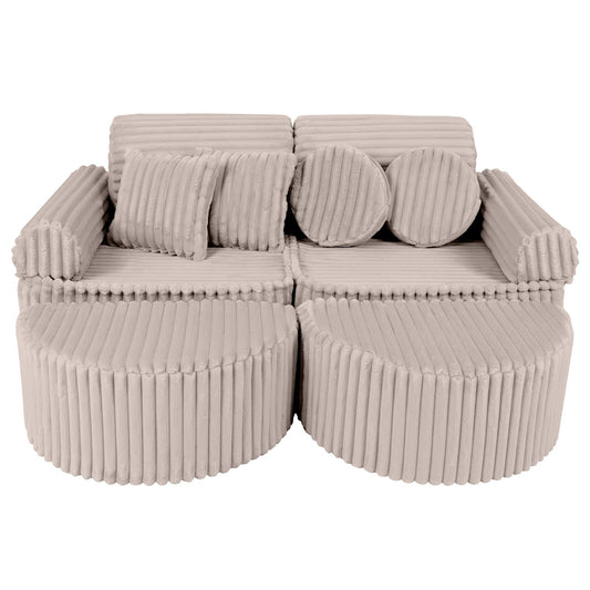 MeowBaby Churros Medium Modular Kids Sofa Beige Plus – компактна ъглова наредба диван за малки деца | Nestling