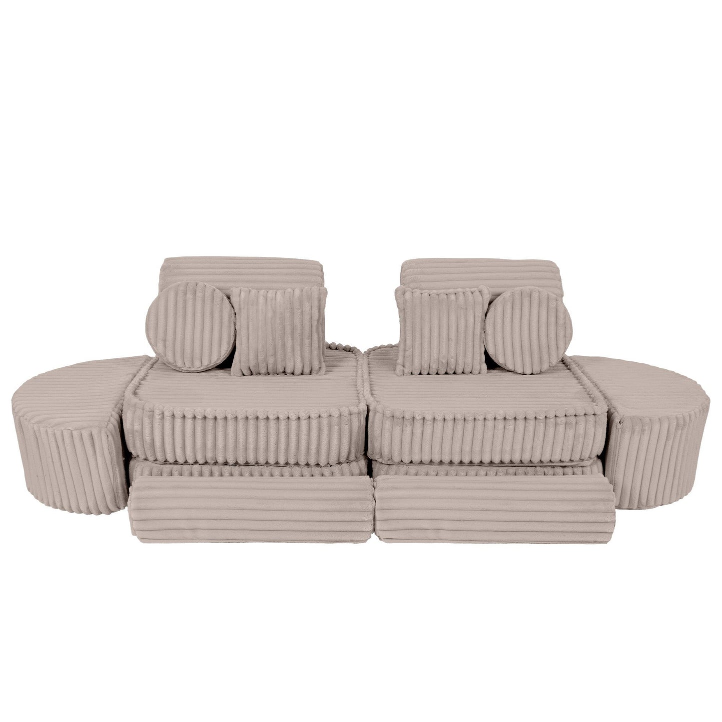 MeowBaby Churros Medium Modular Kids Sofa Beige Plus – compact 2-seat sofa for toddlers | Nestling