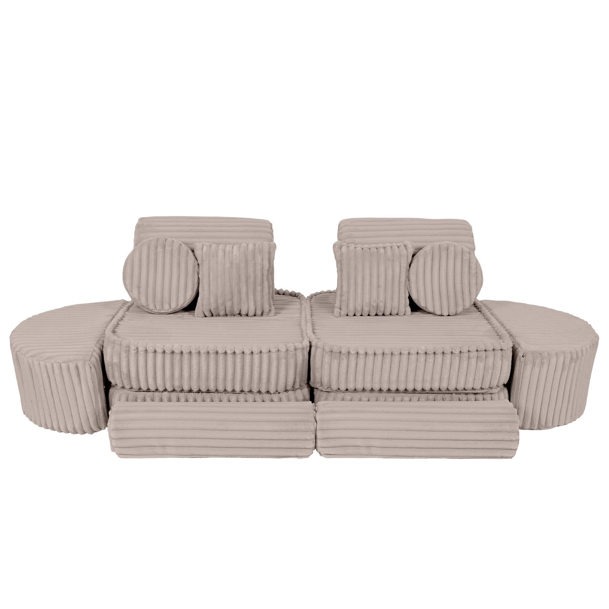 MeowBaby Churros Medium Modular Kids Sofa Beige Plus – compact 2-seat sofa for toddlers | Nestling