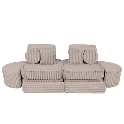 MeowBaby Churros Medium Modular Kids Sofa Beige Plus – compact 2-seat sofa for toddlers | Nestling