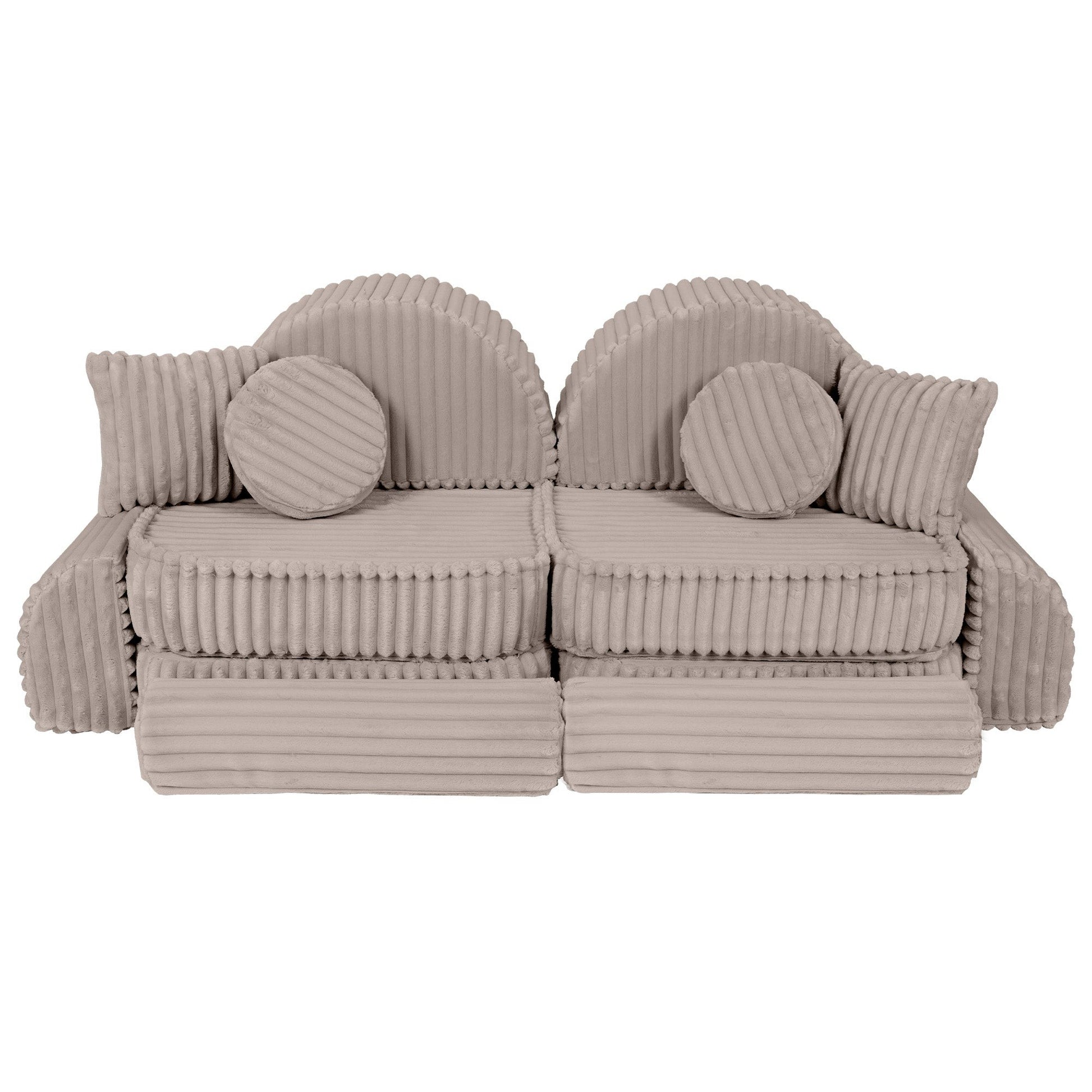 MeowBaby Churros Medium Modular Kids Sofa Beige Plus – full sofa assembled for playroom seating | Nestling