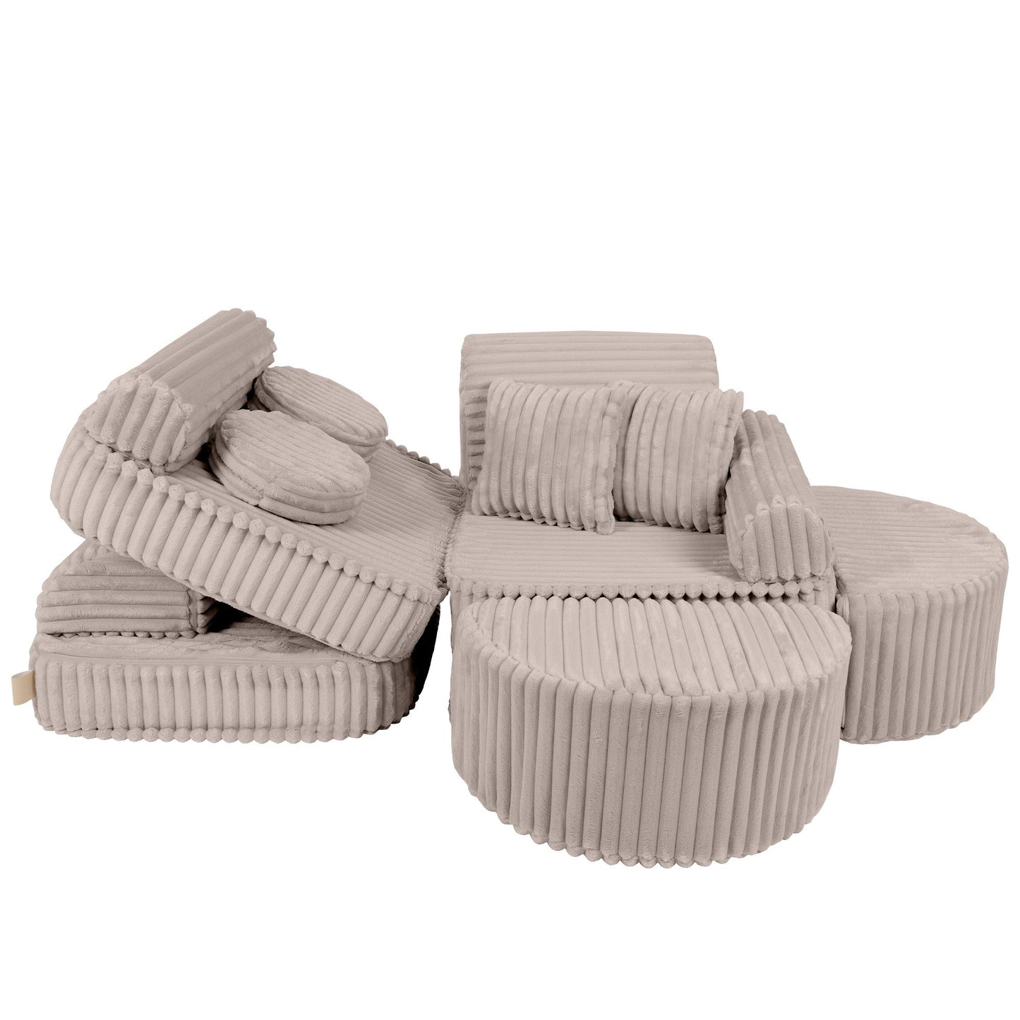 MeowBaby Churros Medium Modular Kids Sofa Beige Plus – sofa bed flat layout for toddlers | Nestling