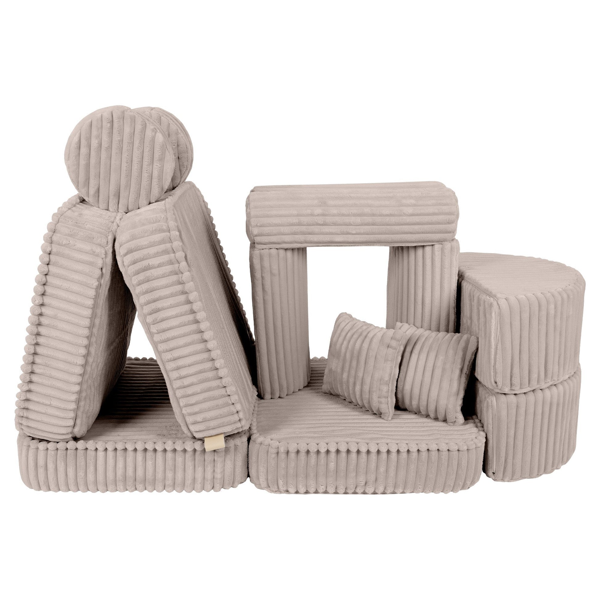MeowBaby Churros Medium Modular Kids Sofa Beige Plus – dimensions diagram medium sofa | Nestling