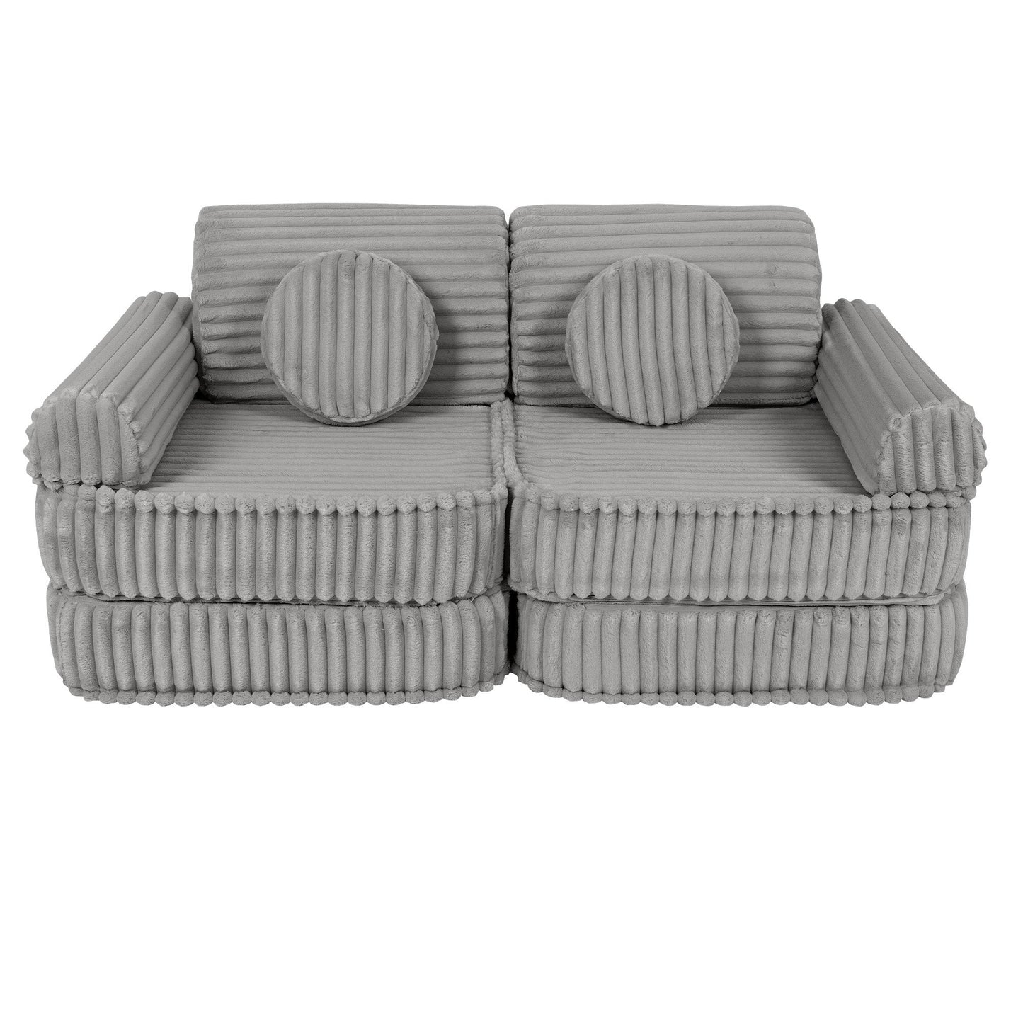 MeowBaby Churros Medium Modular Kids Sofa Moon Grey – corduroy foam play couch for kids | Nestling