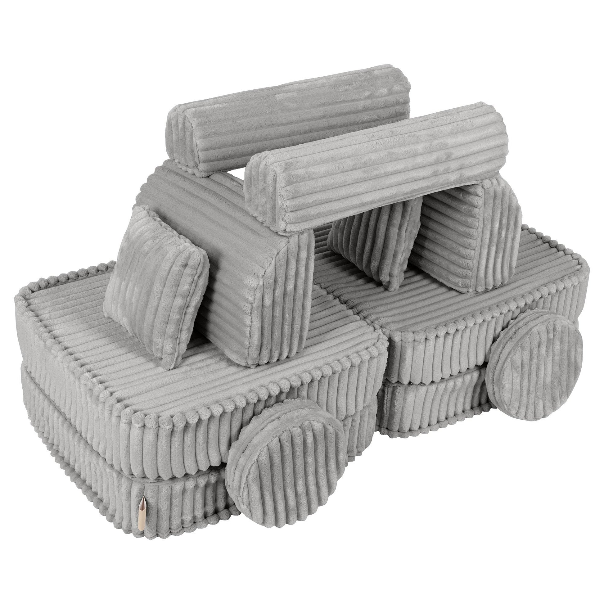 MeowBaby Churros Medium Modular Kids Sofa Moon Grey – kids play sofa bed configuration | Nestling