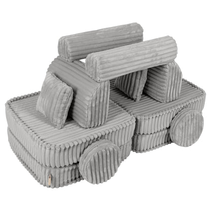 MeowBaby Churros Medium Modular Kids Sofa Moon Grey – kids play sofa bed configuration | Nestling