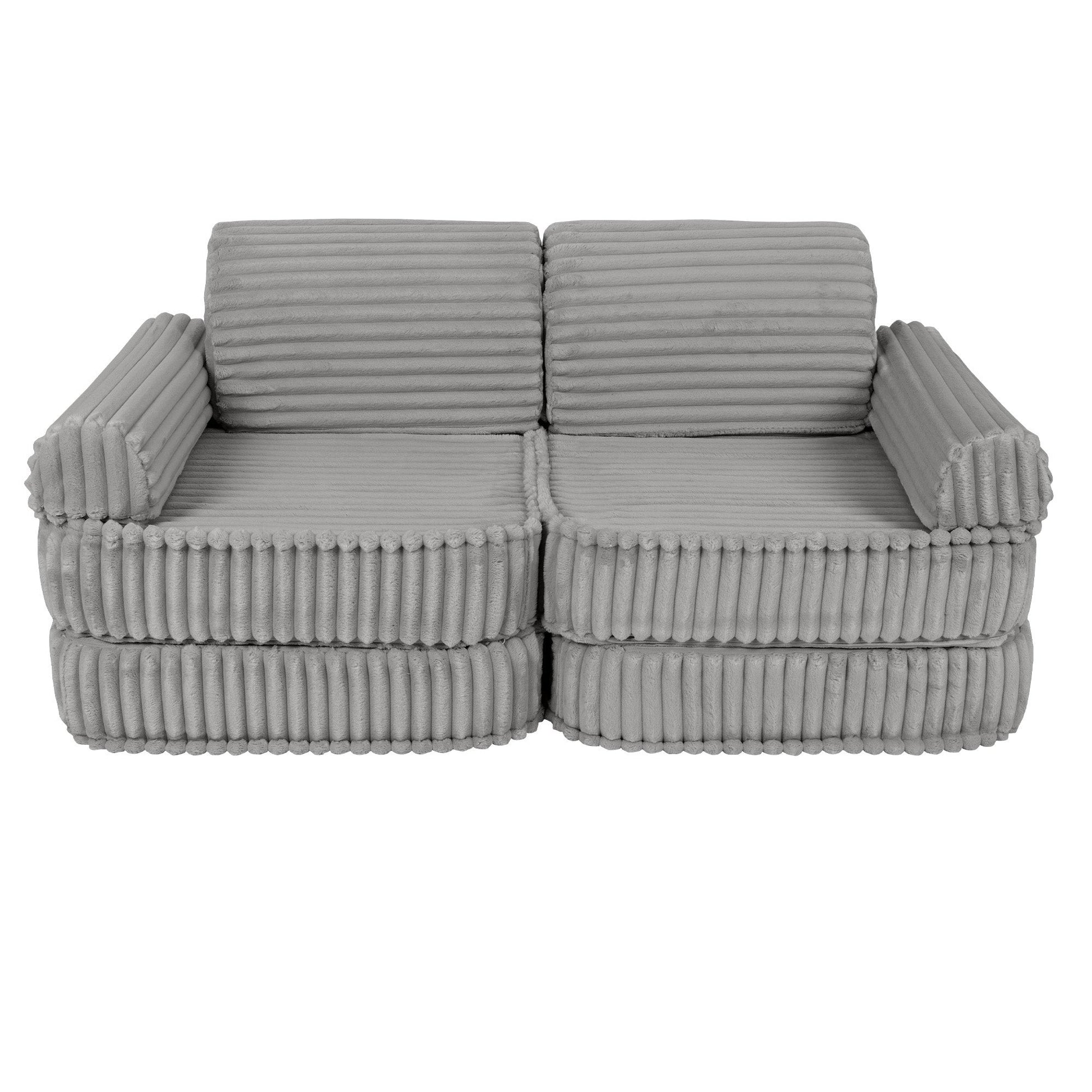 MeowBaby Churros Medium Modular Kids Sofa Moon Grey – lounge configuration for toddlers | Nestling