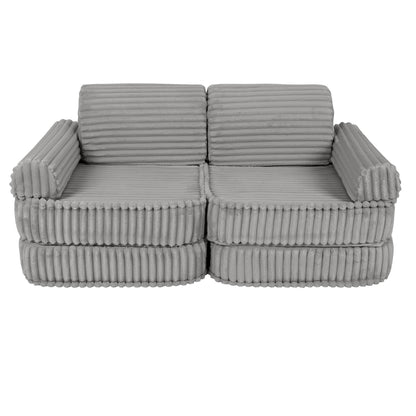 MeowBaby Churros Medium Modular Kids Sofa Moon Grey – lounge configuration for toddlers | Nestling