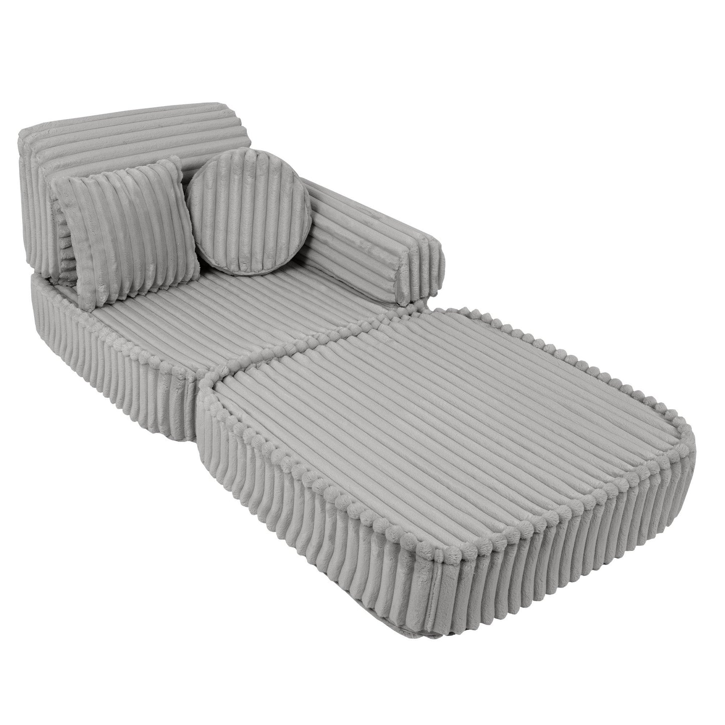 MeowBaby Churros Medium Modular Kids Sofa Moon Grey – full sofa arrangement for playroom | Nestling