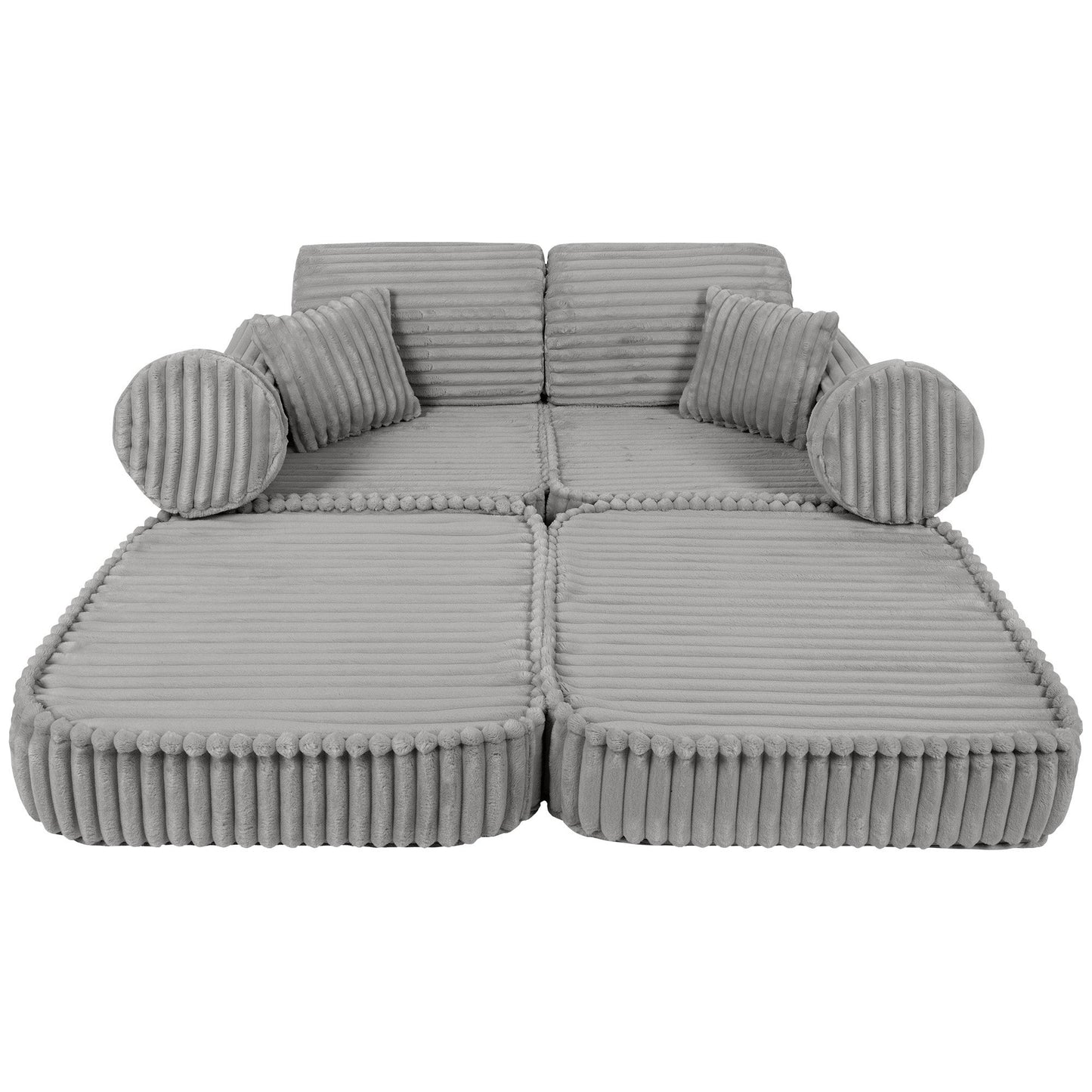 MeowBaby Churros Medium Modular Kids Sofa Moon Grey – rearranged modular foam seating | Nestling