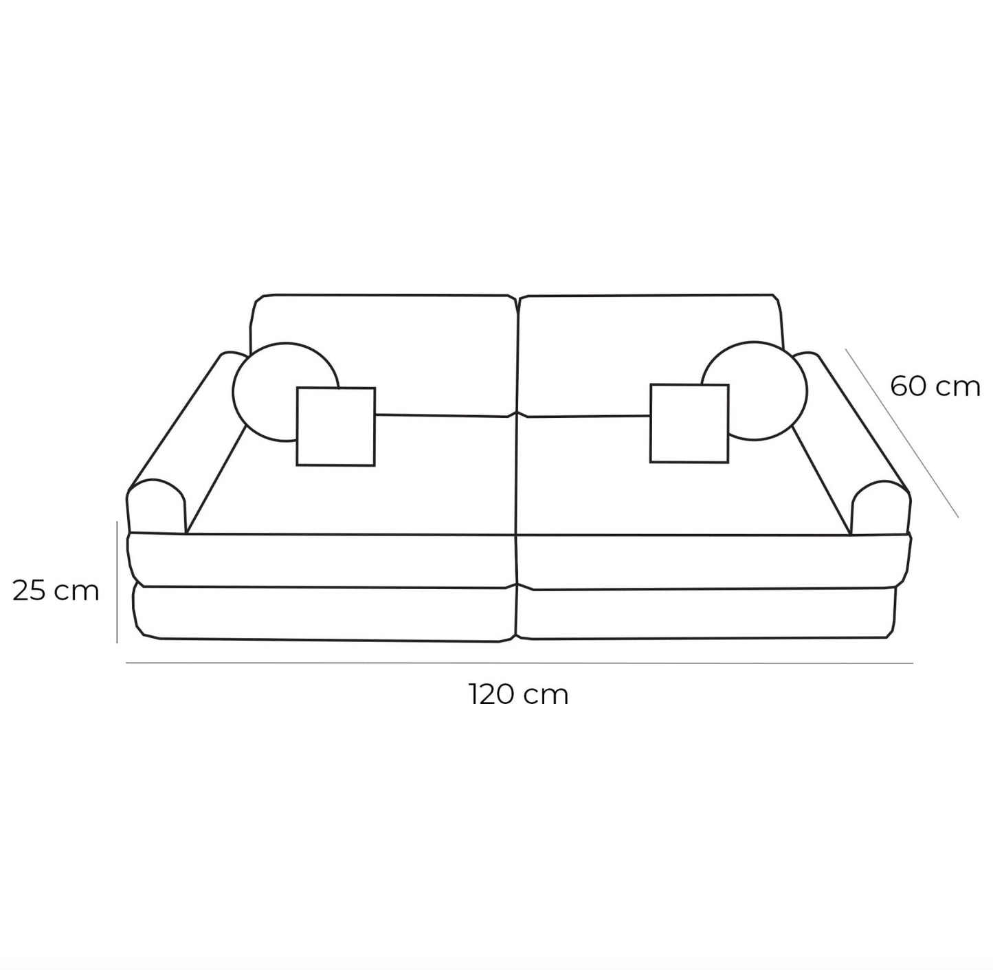 MeowBaby Churros Medium Modular Kids Sofa Moon Grey – ottoman and sofa set for nursery | Nestling