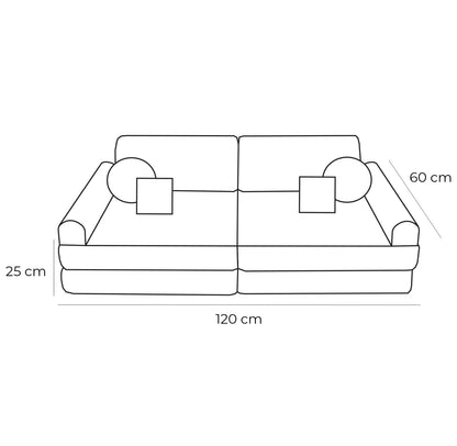 MeowBaby Churros Medium Modular Kids Sofa Moon Grey – ottoman and sofa set for nursery | Nestling