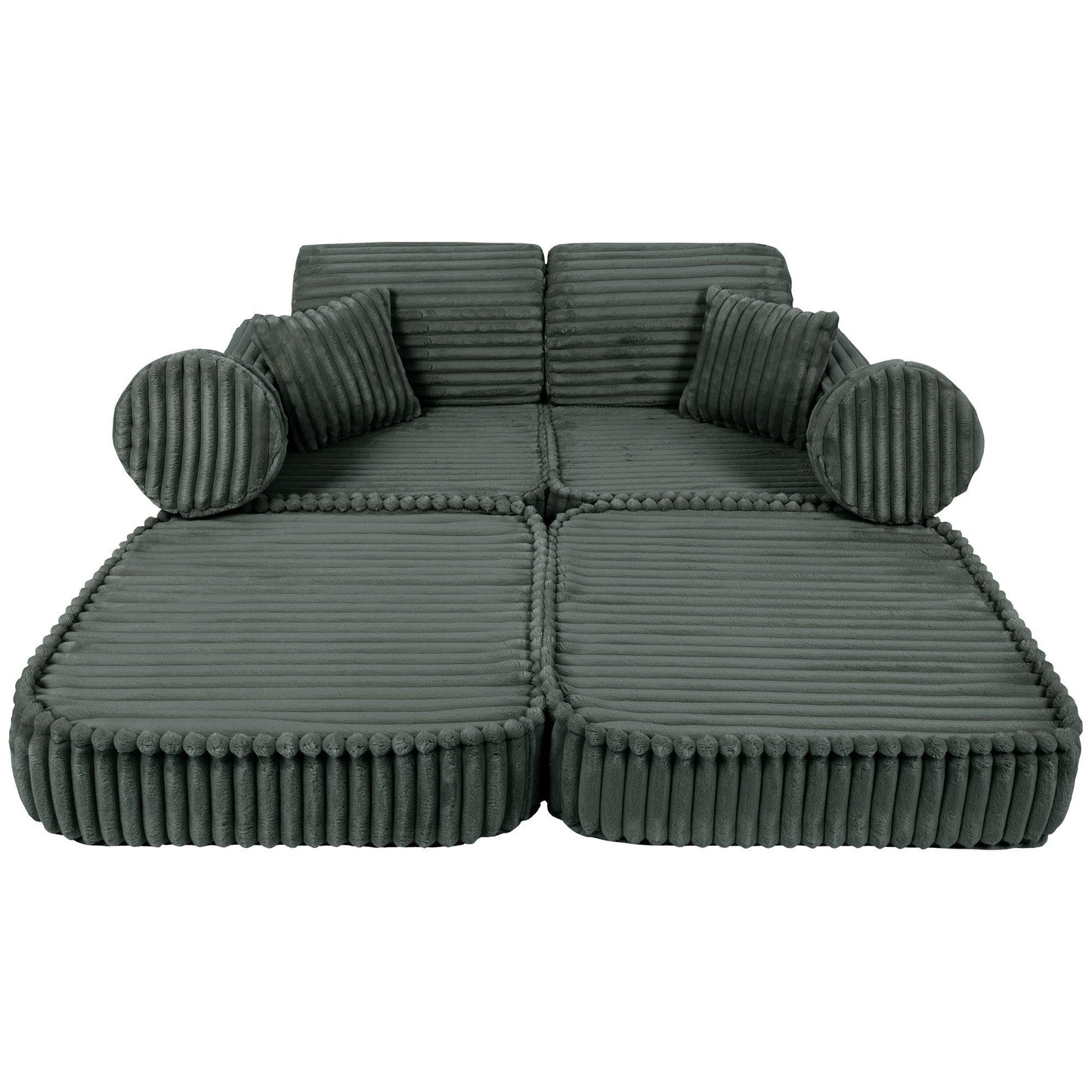 MeowBaby Medium Modular Sofa Churros Forest Green – sofa accessories and pillows layout | Nestling