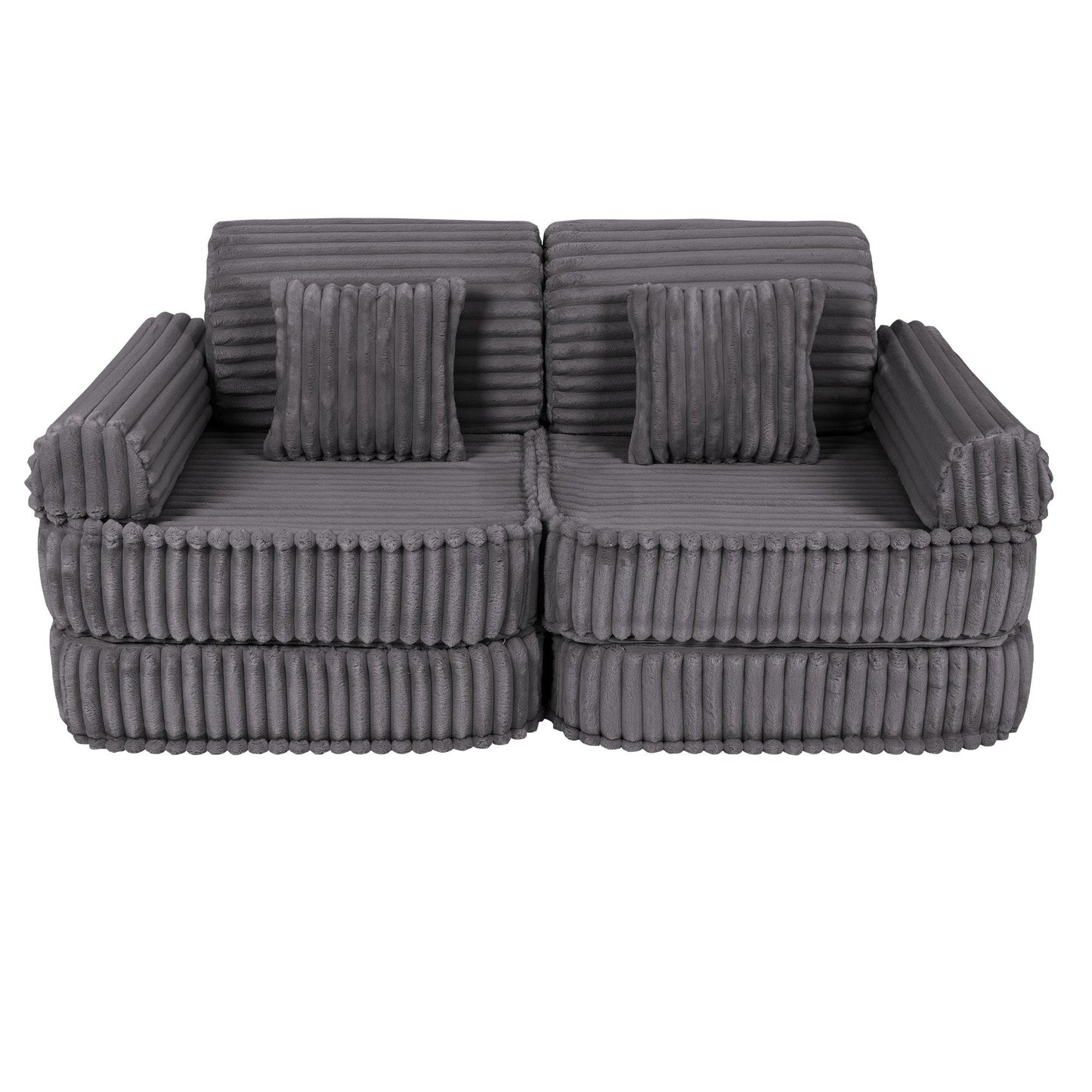 MeowBaby Medium Modular Sofa Churros Jurassic Grey – lounge configuration foam sofa | Nestling