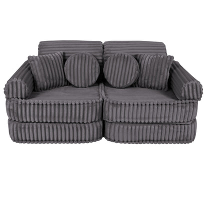 MeowBaby Medium Modular Sofa Churros Jurassic Grey – compact corner sofa for kids room | Nestling