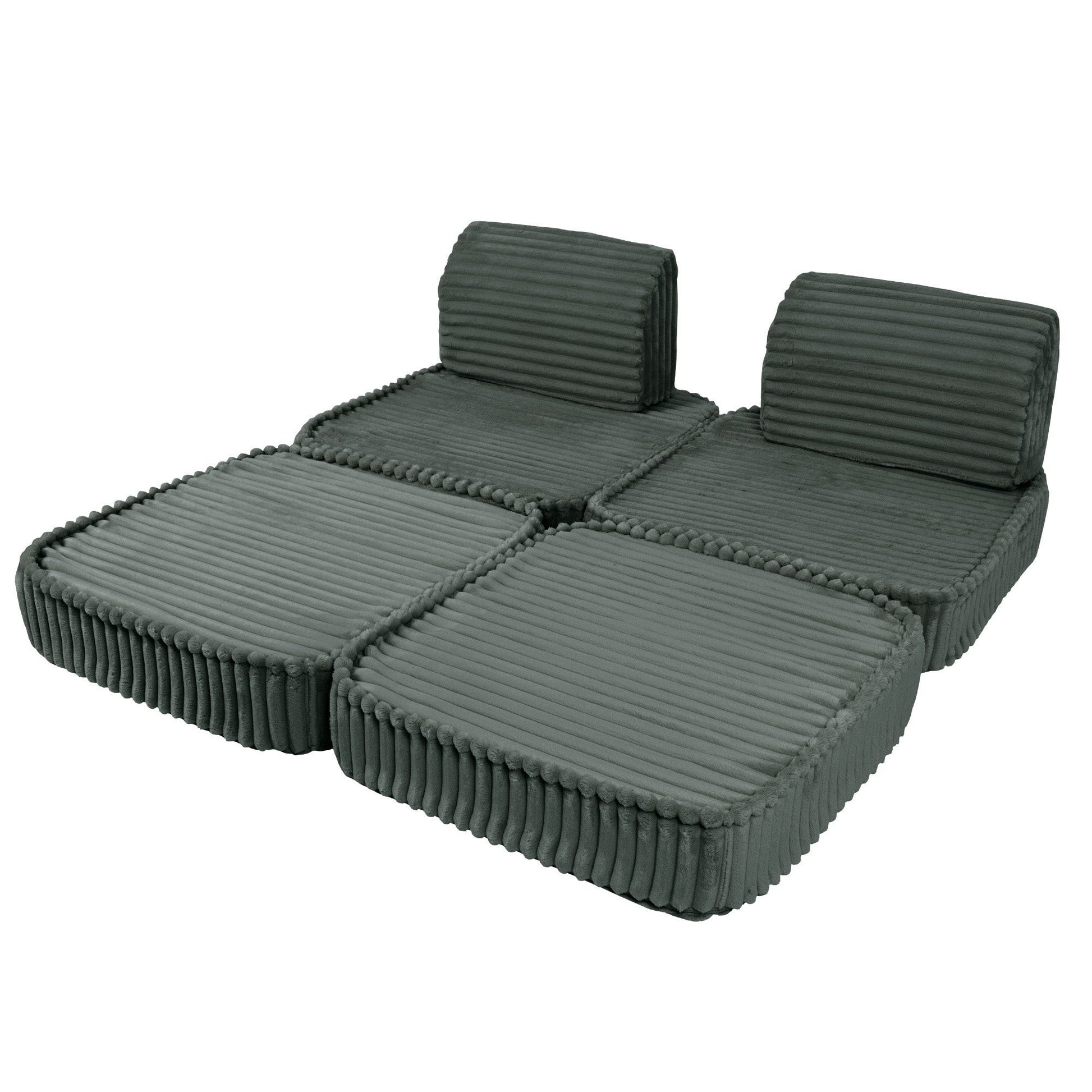 MeowBaby Churros Small Modular Kids Sofa Forest Green – lounge sofa configuration for kids room | Nestling