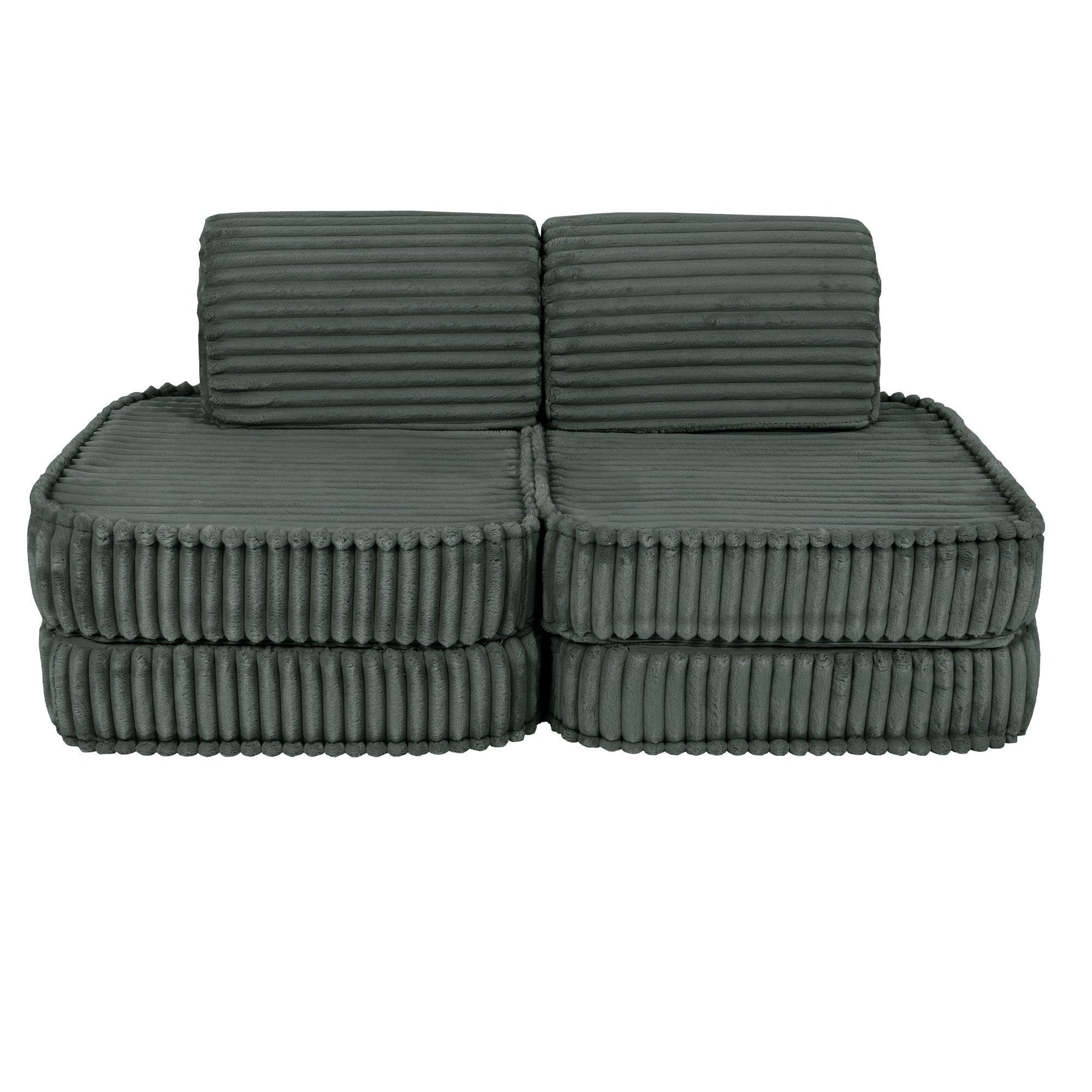 MeowBaby Churros Small Modular Kids Sofa Forest Green – small sofa flat mat configuration | Nestling