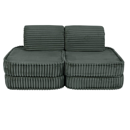 MeowBaby Churros Small Modular Kids Sofa Forest Green – small sofa flat mat configuration | Nestling
