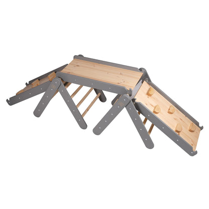 MeowBaby Climbing Triangle with Slide and Frame Grey – дете катери сив триъгълен комплекс | Nestling