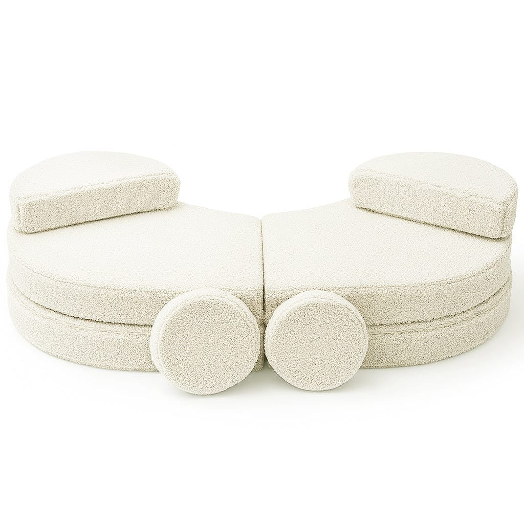 MeowBaby Coccolo Modular Kids Sofa 6 Piece Bearly – изглед отгоре всичките 6 части в кръгово наредба | Nestling