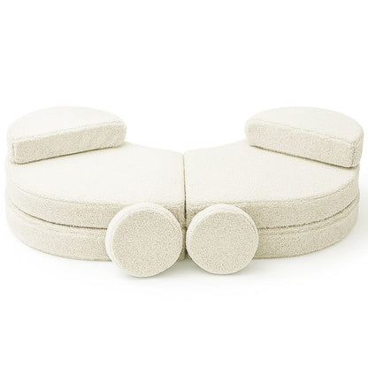 MeowBaby Coccolo Modular Kids Sofa 6 Piece Bearly – изглед отгоре всичките 6 части в кръгово наредба | Nestling