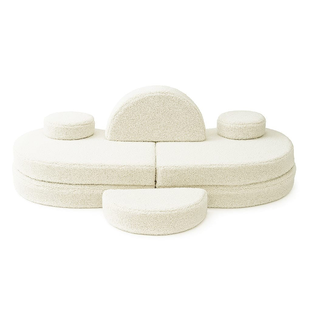 MeowBaby Coccolo Modular Kids Sofa 6 Piece Bearly – наредба облак-цвете с полулунен акцент | Nestling