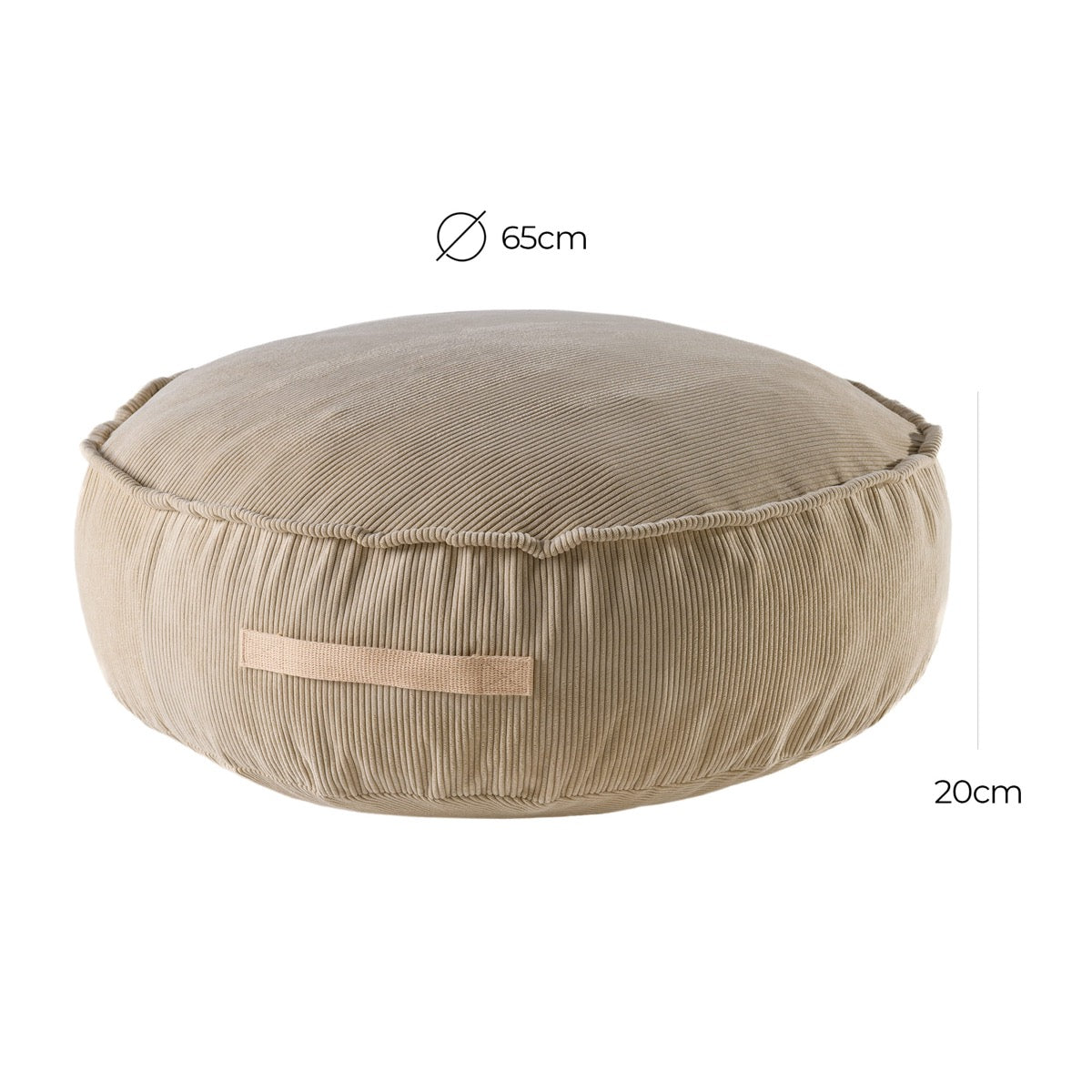 MeowBaby Corduroy Pouf Round Kids Floor Seating in Sand – dimensions 65cm diameter 20cm height | Nestling