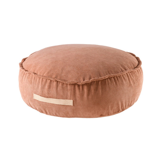 MeowBaby Corduroy Round Pouf Brick Designer Kids Seat – тухлен терако кръгъл кадифен под пуф | Nestling