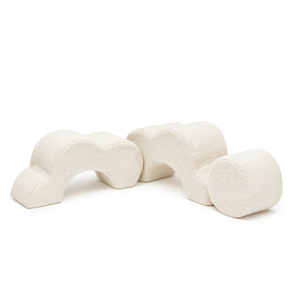 MeowBaby Foam Flower Shape Set – Bearly Cream – arch and cylinder foam pieces for kids obstacle course | Nestling