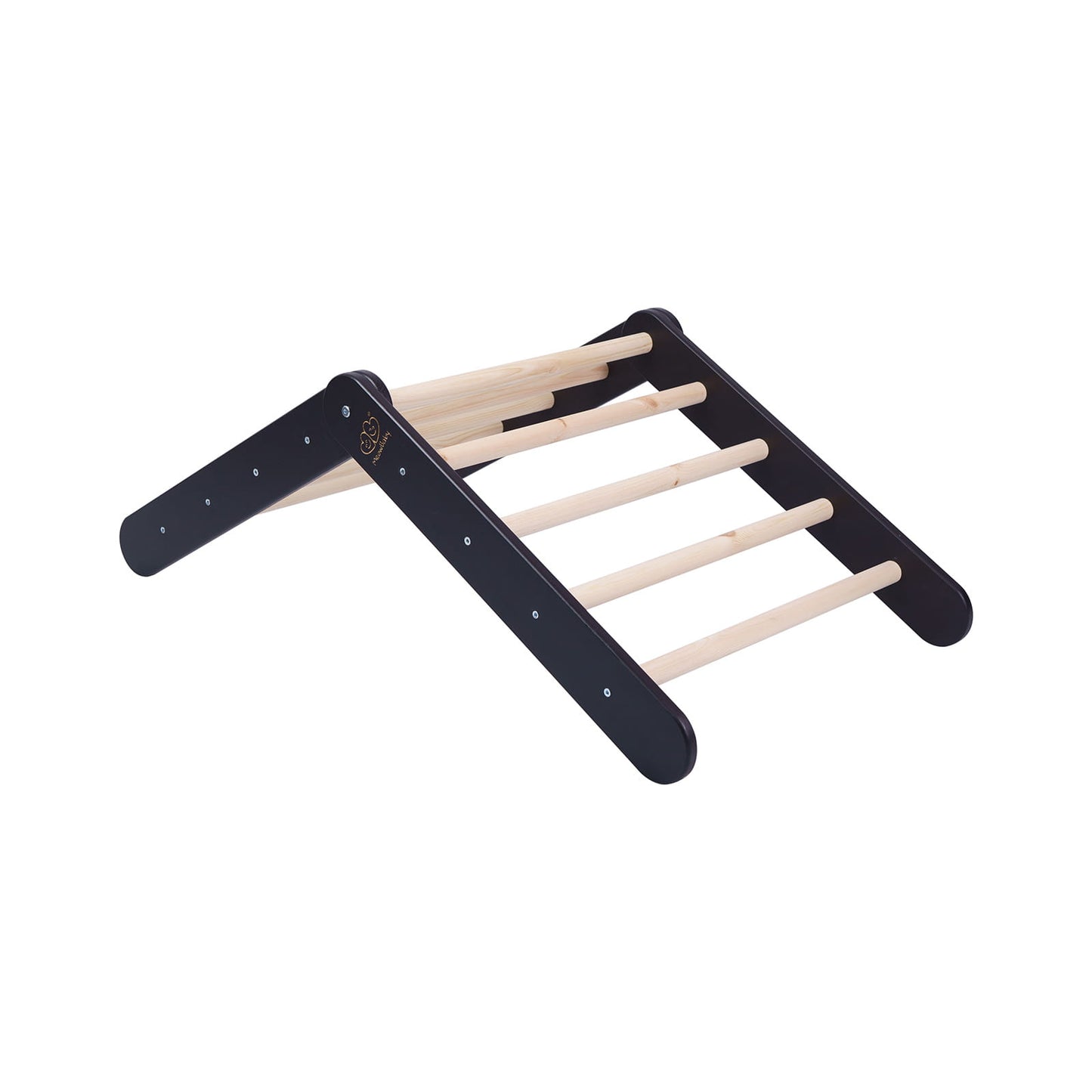MeowBaby Kids Ladder with Slide and Climbing Wall Black – black wooden arch climbing pegs | Nestling