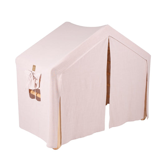 MeowBaby Large Ladder House Kids Playhouse Pink Cover – натурална дървена катерачна рамка за деца | Nestling