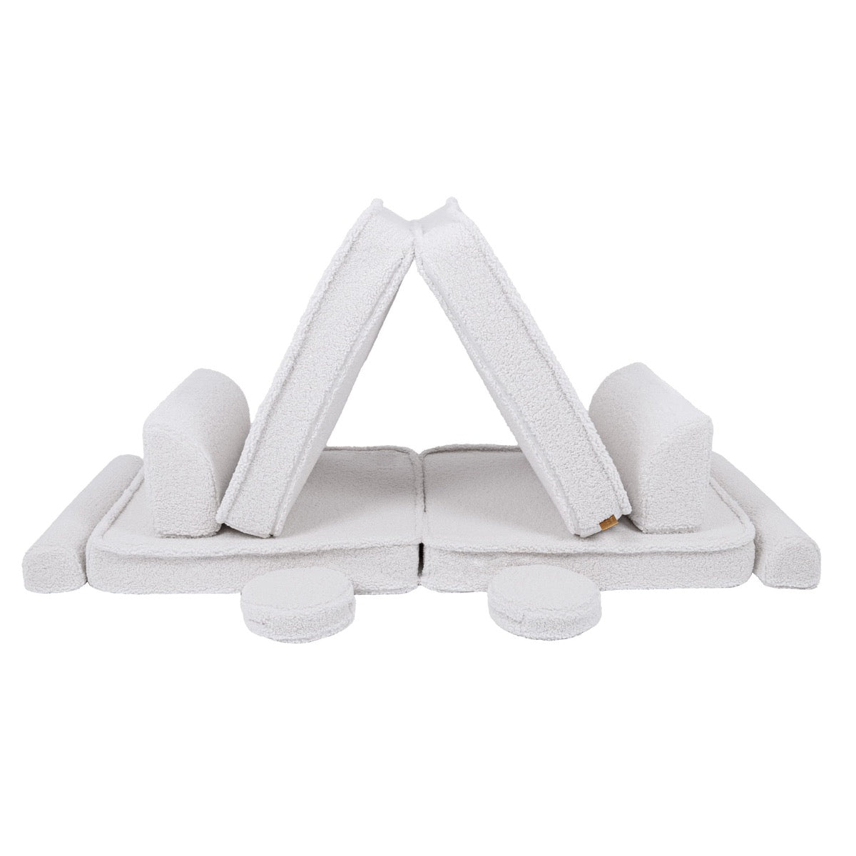 MeowBaby Large Modular Kids Sofa Bearly White Premium – all modular pieces in play tent configuration | Nestling
