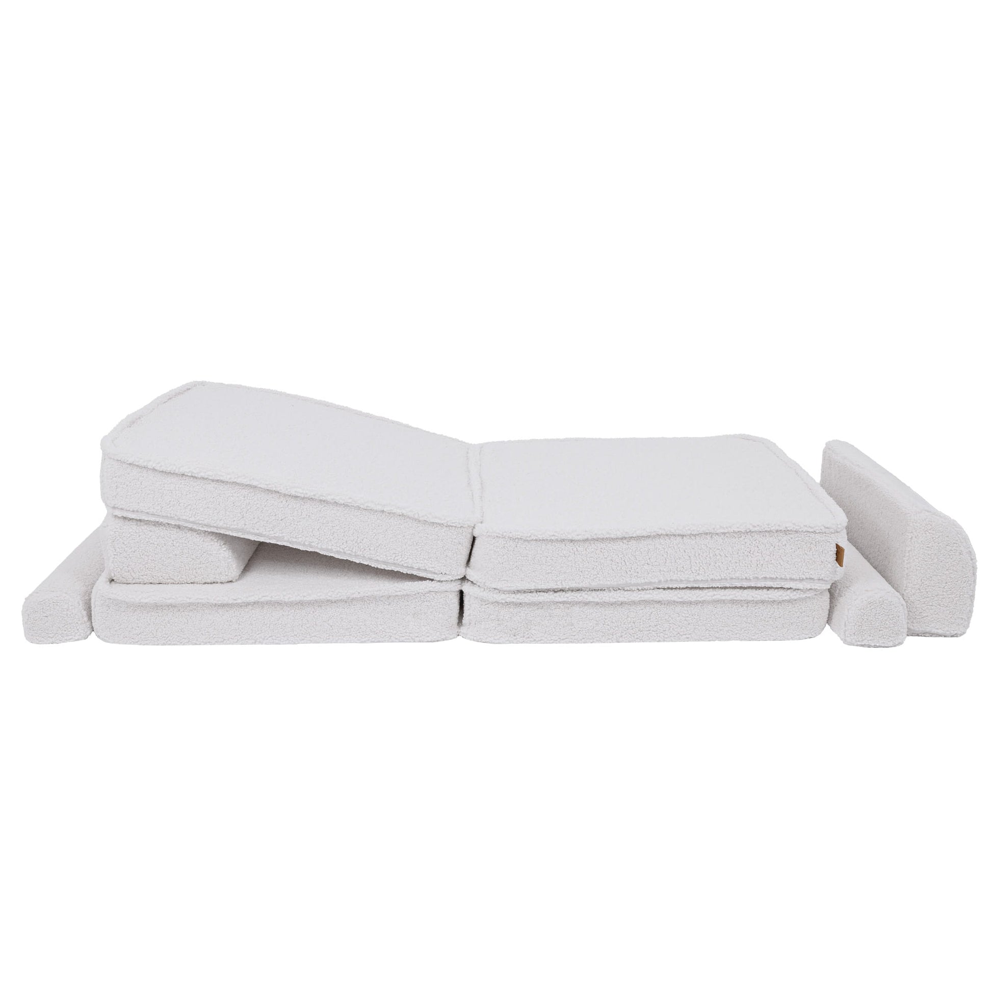 MeowBaby Large Modular Kids Sofa Bearly White Premium – sofa assembled with square pillow and round cushion | Nestling