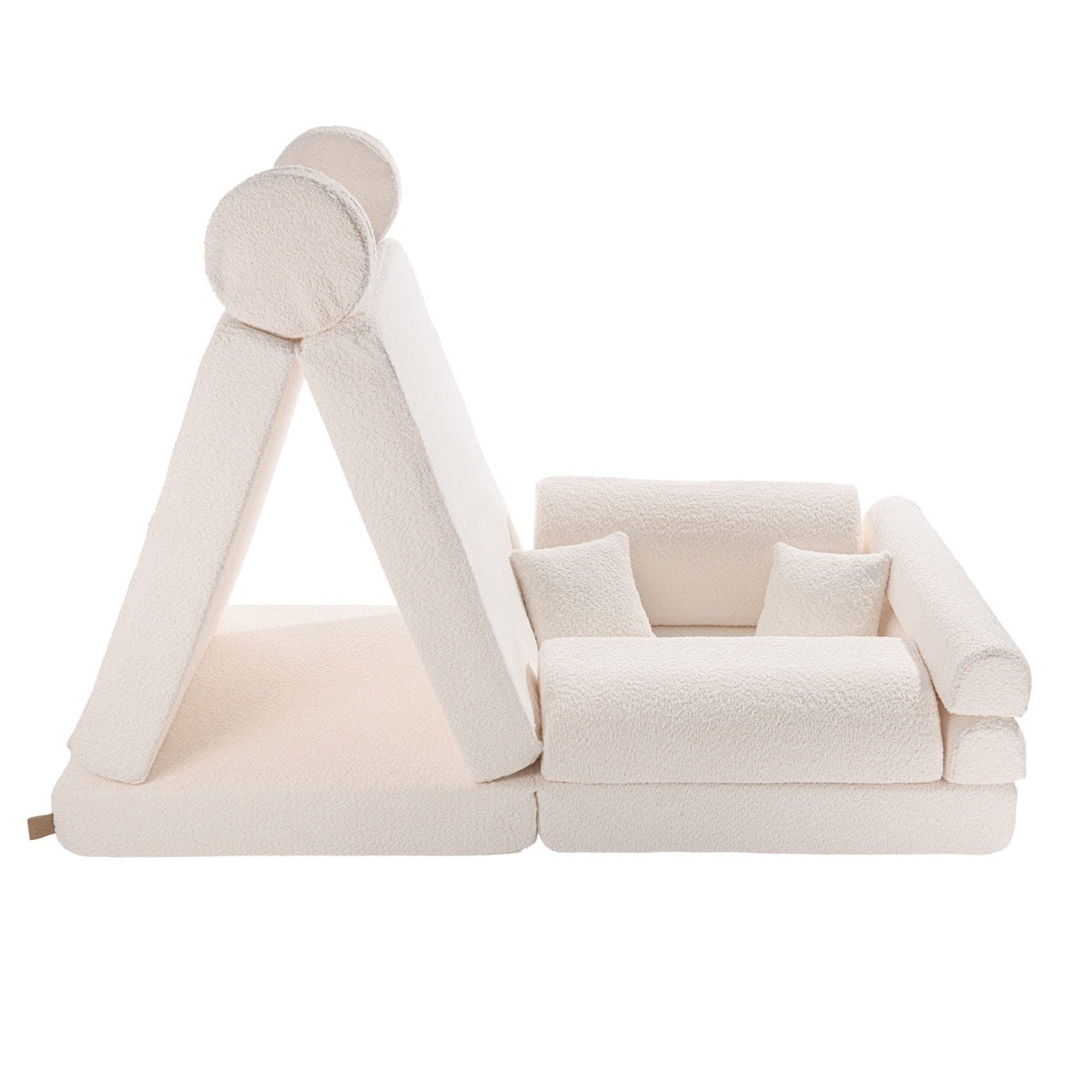 MeowBaby Large Modular Sofa Premium Boucle Kids Couch – full sofa assembled white boucle | Nestling