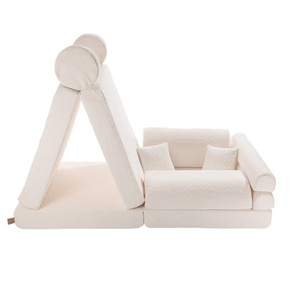MeowBaby Large Modular Sofa Premium Boucle Kids Couch – full sofa assembled white boucle | Nestling