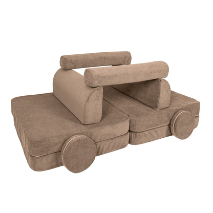 MeowBaby Large Modular Sofa Slimcord Corduroy Brown – large foam play sofa for kids | Nestling