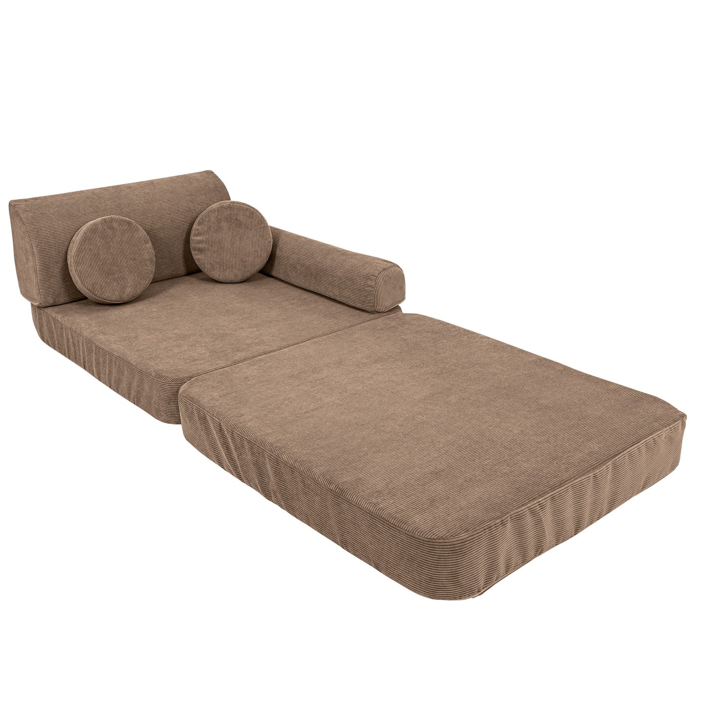 MeowBaby Large Modular Sofa Slimcord Corduroy Brown – cushion and ottoman accessories | Nestling