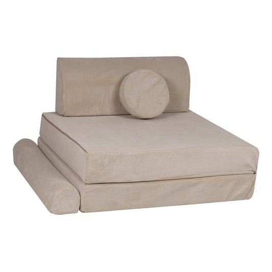 MeowBaby Large Slimcord Foam Sofa Ecru Kids Play Couch – ecru slimcord sofa assembled | Nestling
