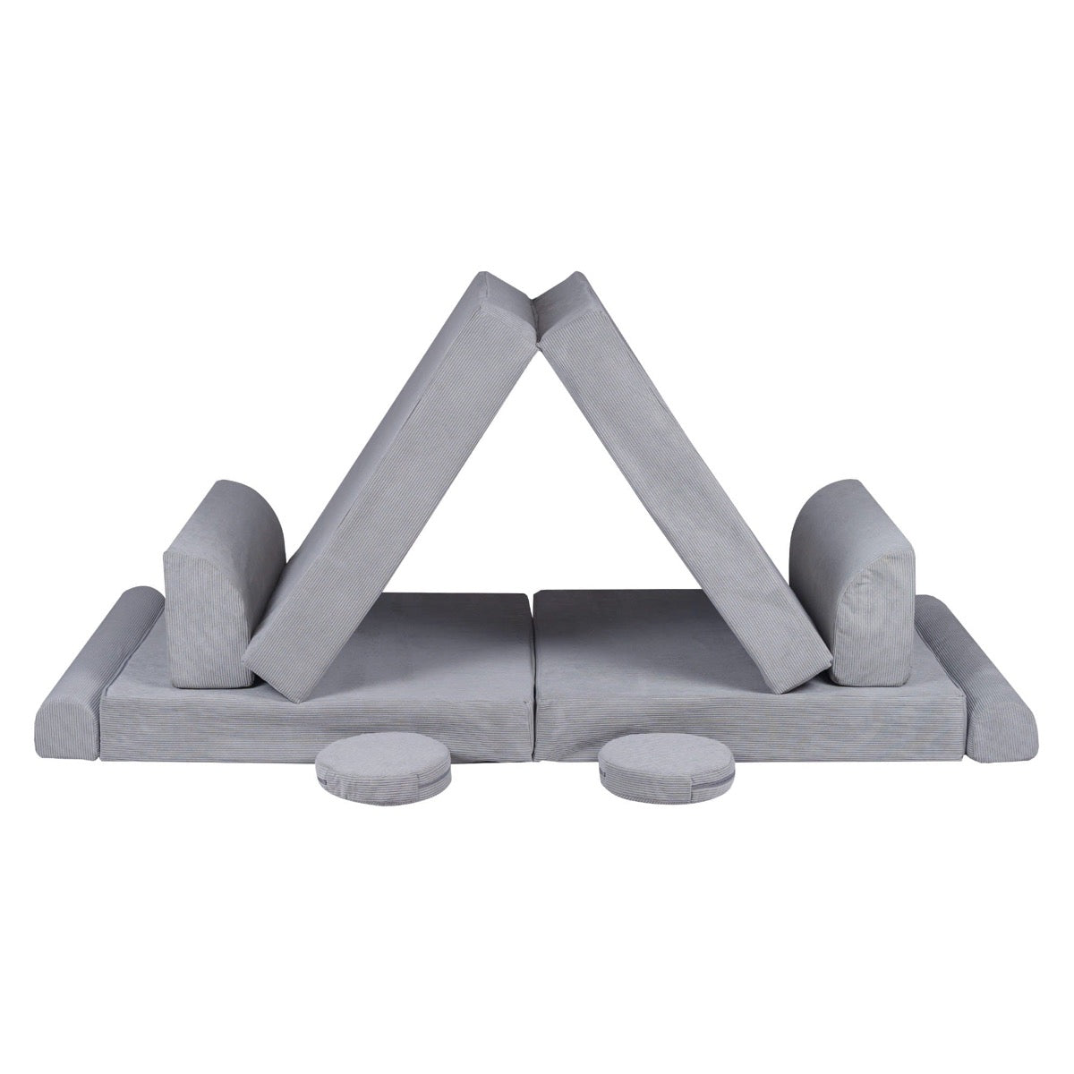 MeowBaby Large Slimcord Premium Sofa Gray Kids Couch – преден изглед пълен сглобен диван | Nestling