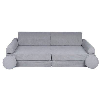 MeowBaby Large Slimcord Premium Sofa Gray Kids Couch – дете седи на сив Slimcord диван | Nestling