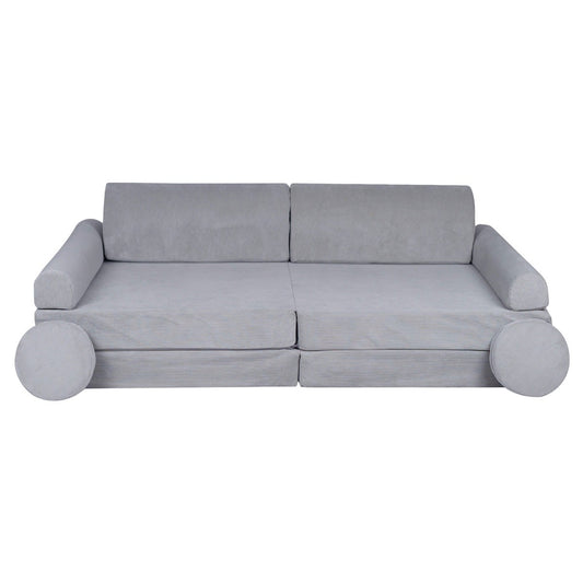 MeowBaby Large Slimcord Premium Sofa Gray Kids Couch – дете седи на сив Slimcord диван | Nestling