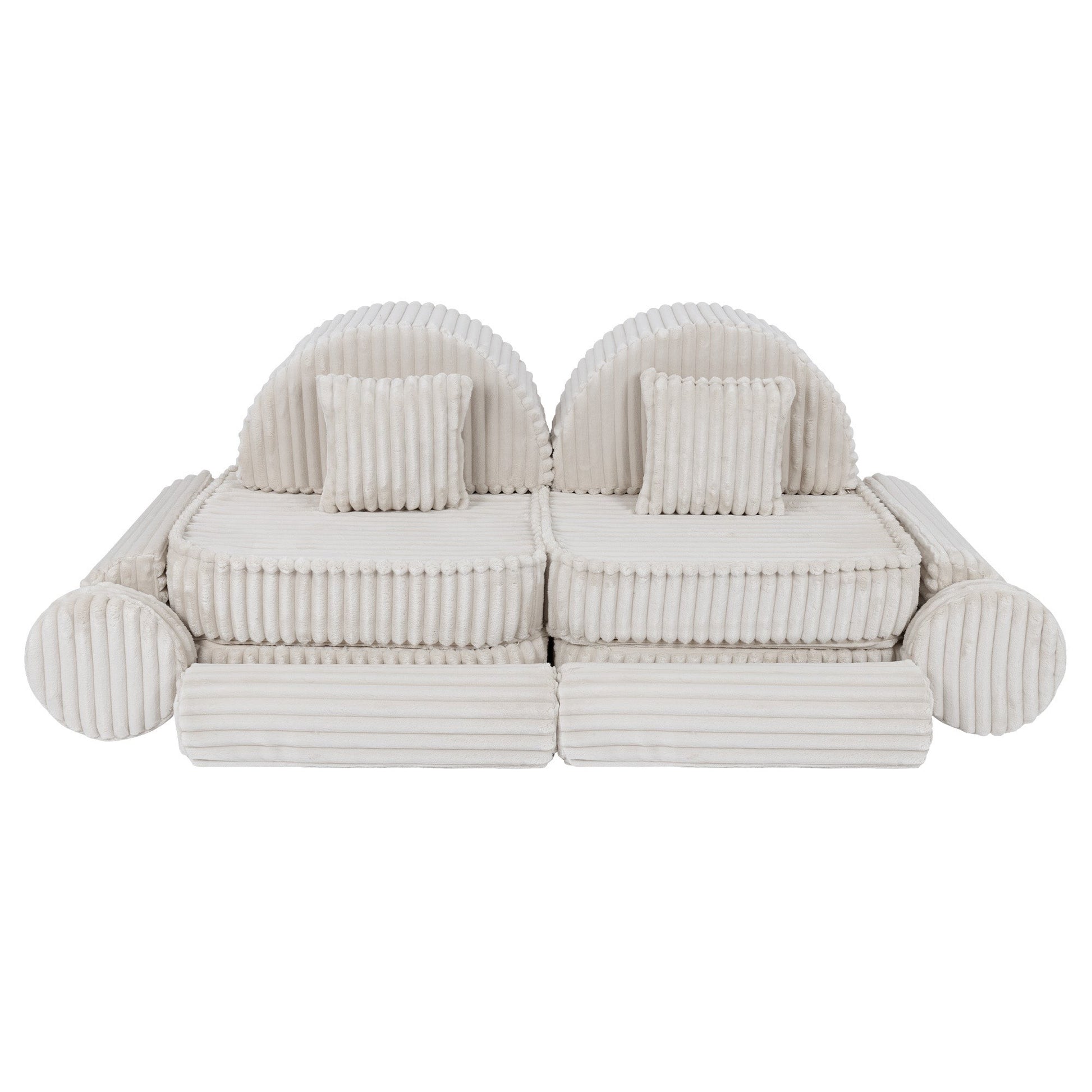 MeowBaby Medium Modular Sofa Churros White Plus – modular pieces separated top view | Nestling