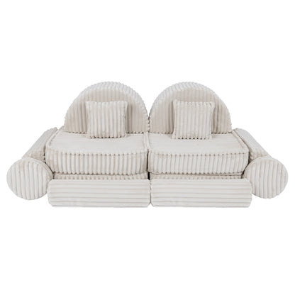 MeowBaby Medium Modular Sofa Churros White Plus – modular pieces separated top view | Nestling