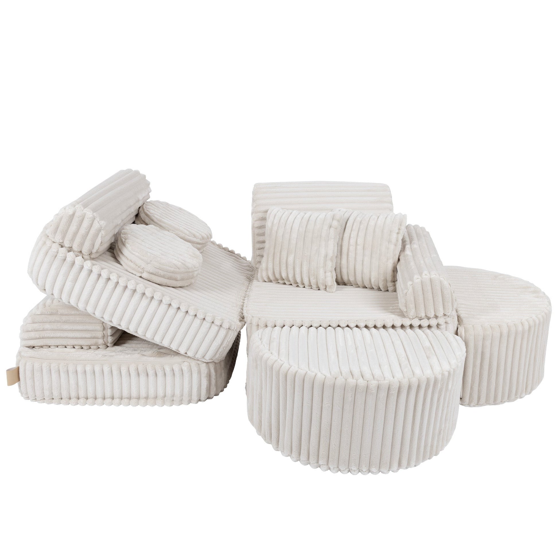 MeowBaby Medium Modular Sofa Churros White Plus – compact sofa configuration for kids | Nestling